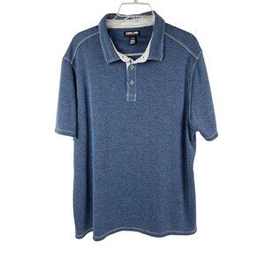 Kirkland Signature Men's Performance Polo Shirt Blue Size XL